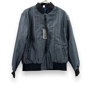 WRK Work Rest Karma Jacquard Reversible Navy Blue Bomber Jacket Sz S NEW‎